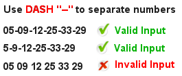 New York Powerball Win Checker Sample Input